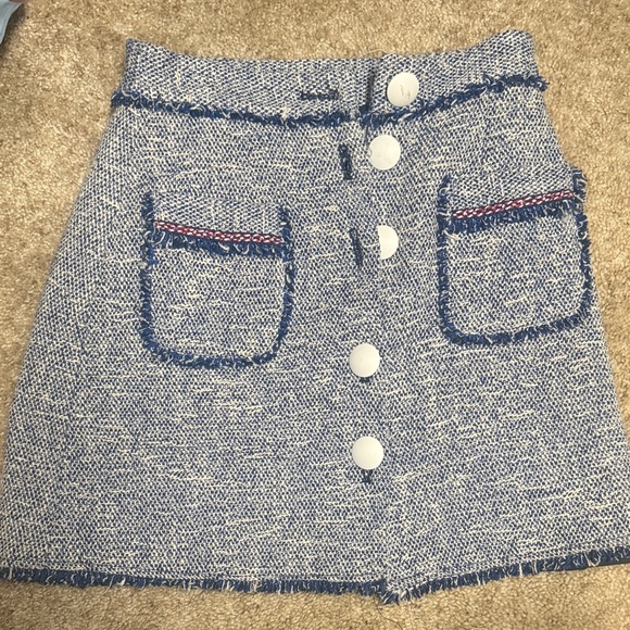 Zara Dresses & Skirts - Zara Blue and White Tweed Skirt